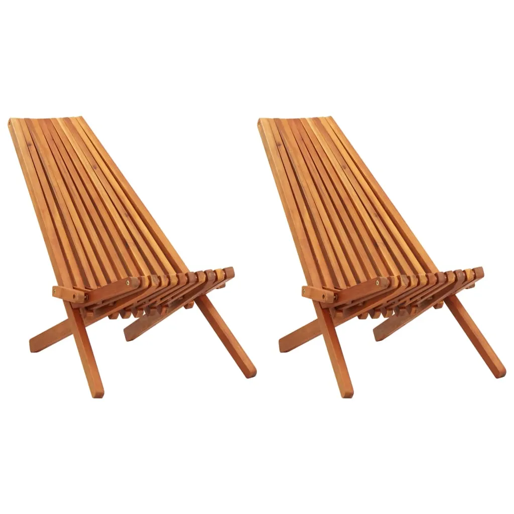 1/2x Solid Acacia Wood Folding Outdoor Lounge Chairs Deck Chair Seat