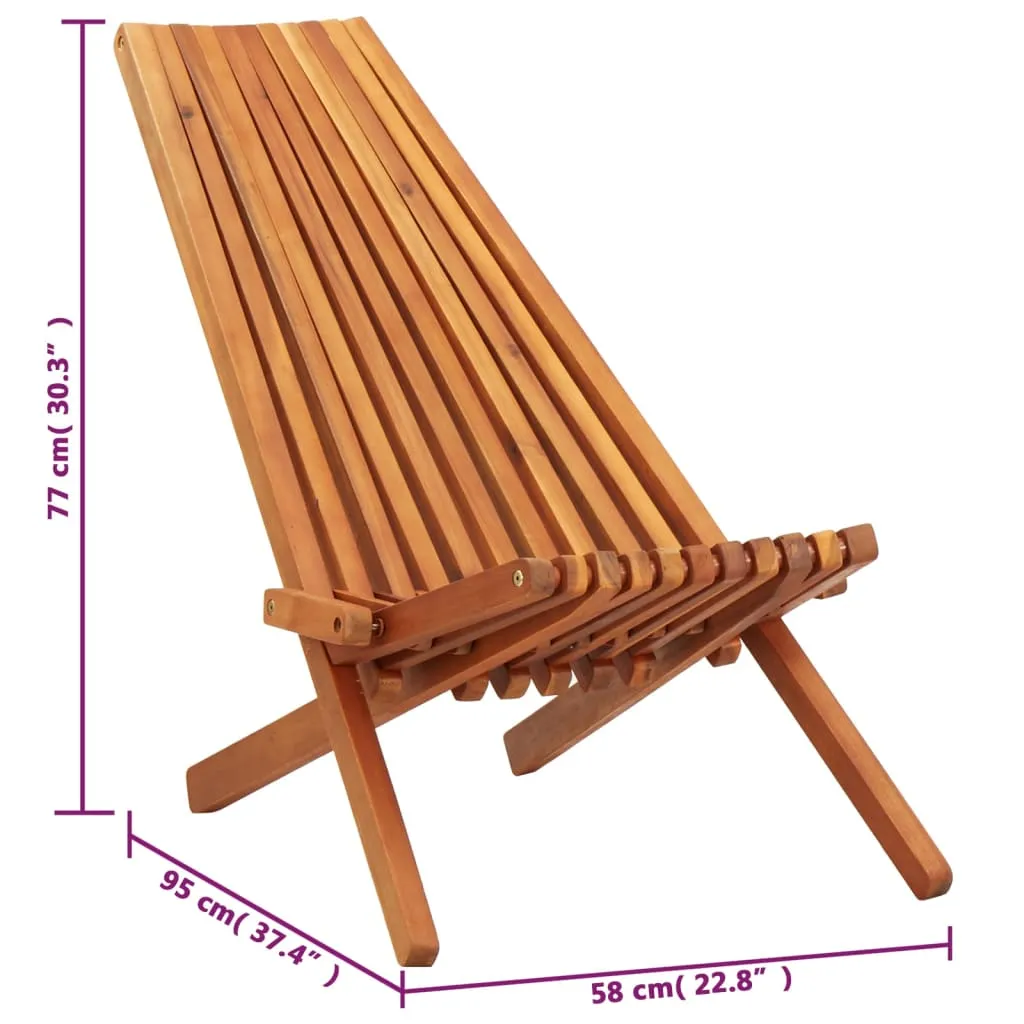 1/2x Solid Acacia Wood Folding Outdoor Lounge Chairs Deck Chair Seat