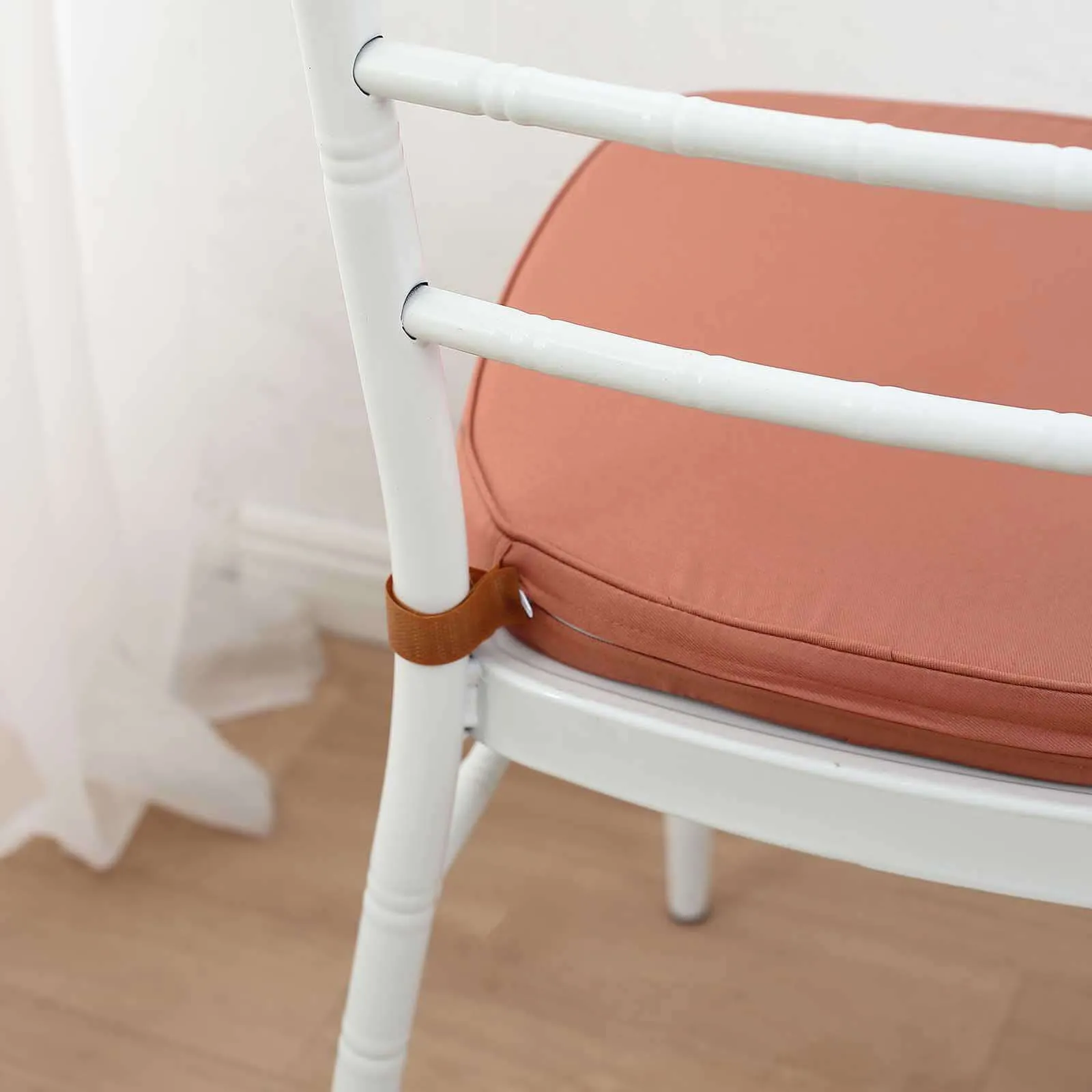 1.5" Thick Terracotta (Rust) Chiavari Chair Pad, Memory Foam Seat Cushion With Ties and Removable Cover