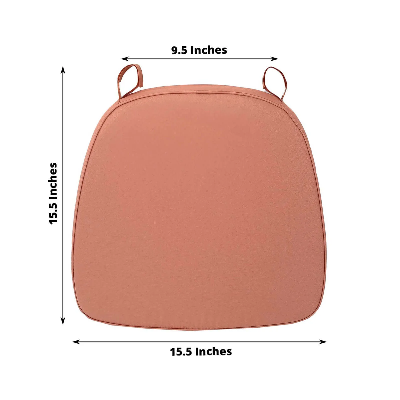 1.5" Thick Terracotta (Rust) Chiavari Chair Pad, Memory Foam Seat Cushion With Ties and Removable Cover