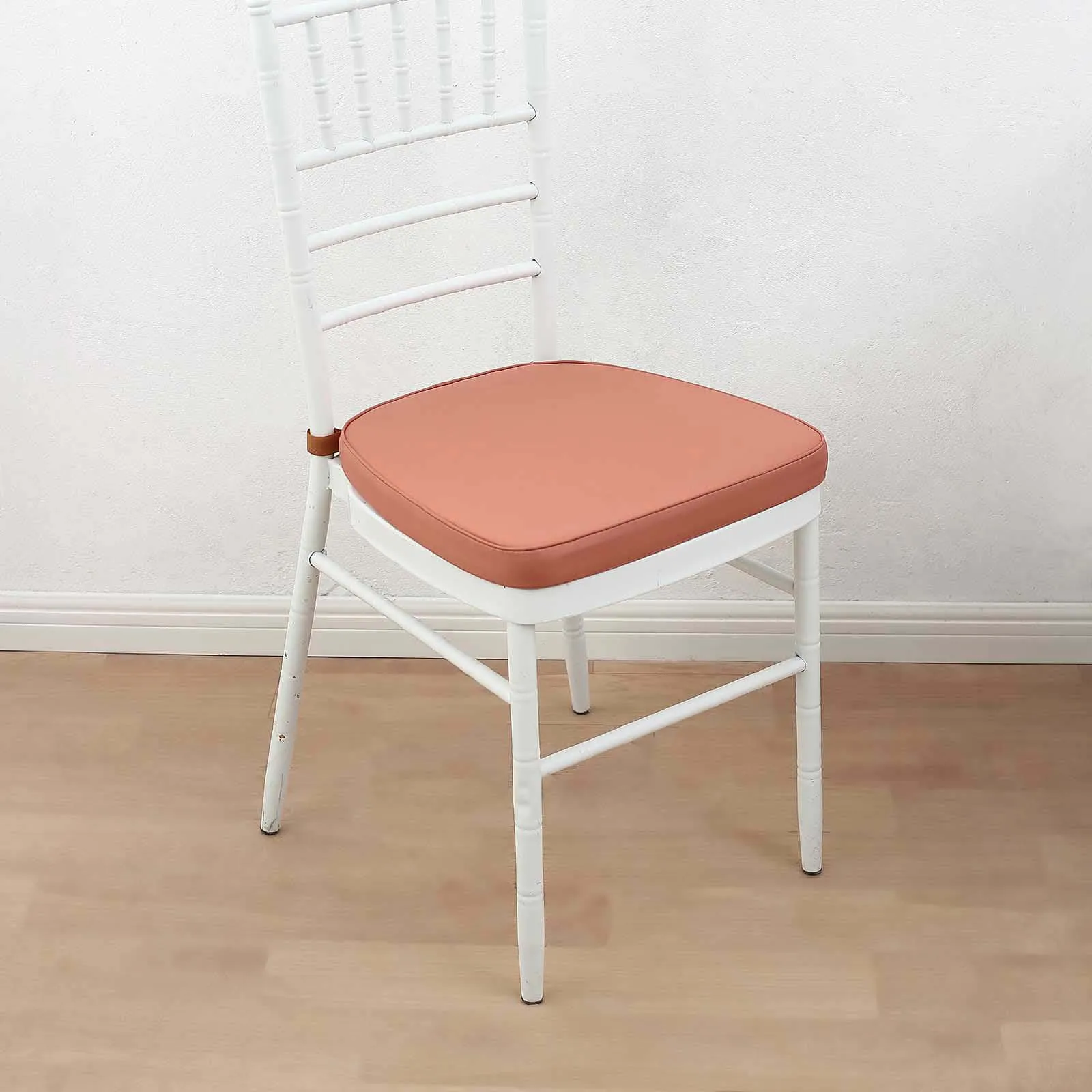 1.5" Thick Terracotta (Rust) Chiavari Chair Pad, Memory Foam Seat Cushion With Ties and Removable Cover