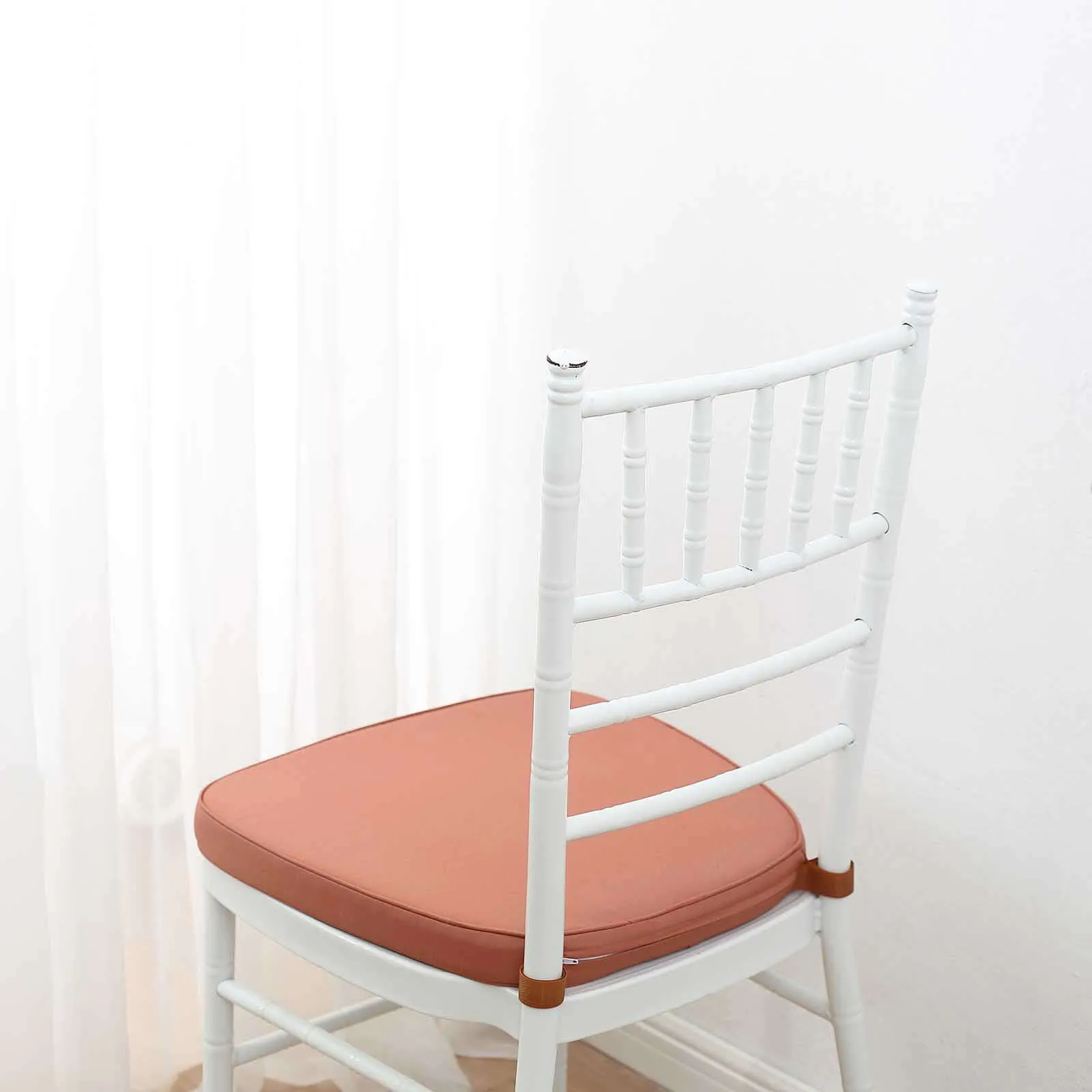 1.5" Thick Terracotta (Rust) Chiavari Chair Pad, Memory Foam Seat Cushion With Ties and Removable Cover