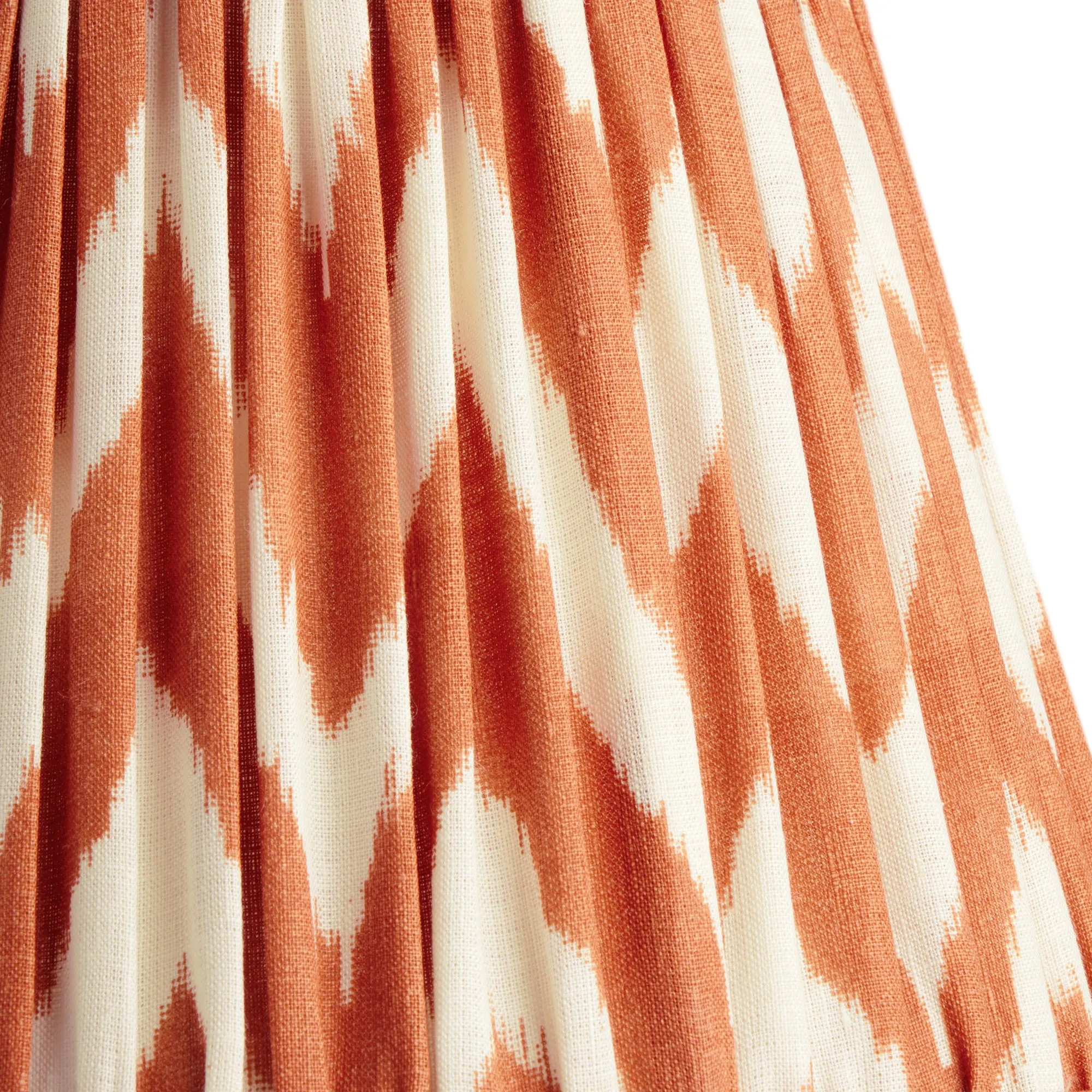 16cm empire gathered lampshade in orange printed linen ikat