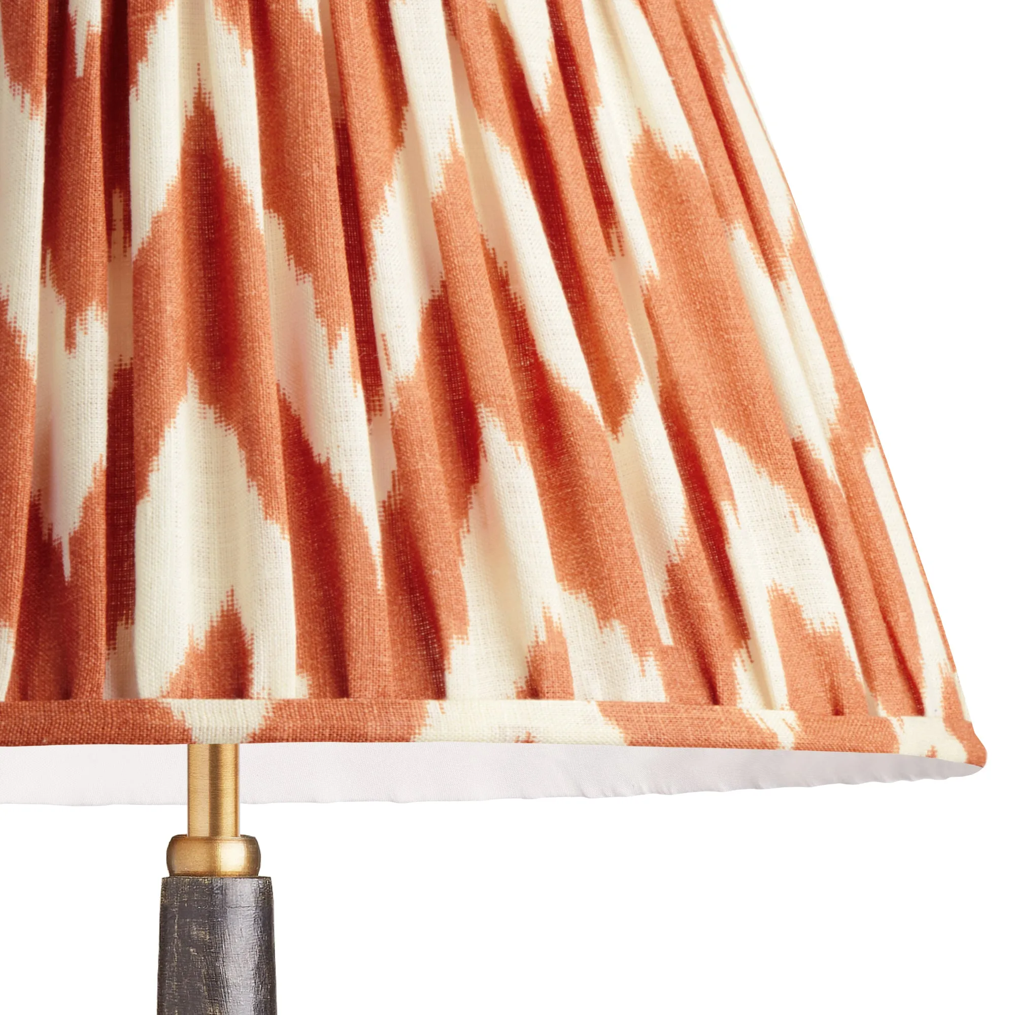 16cm empire gathered lampshade in orange printed linen ikat