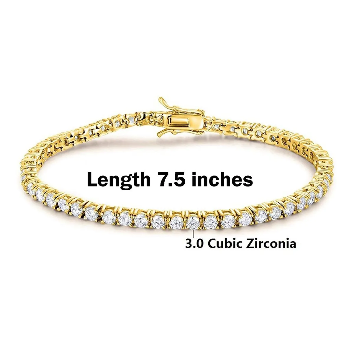 18K Gold Baguette Cubic Zirconia American Diamond Tennis Bracelet