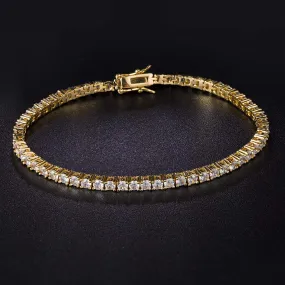 18K Gold Baguette Cubic Zirconia American Diamond Tennis Bracelet