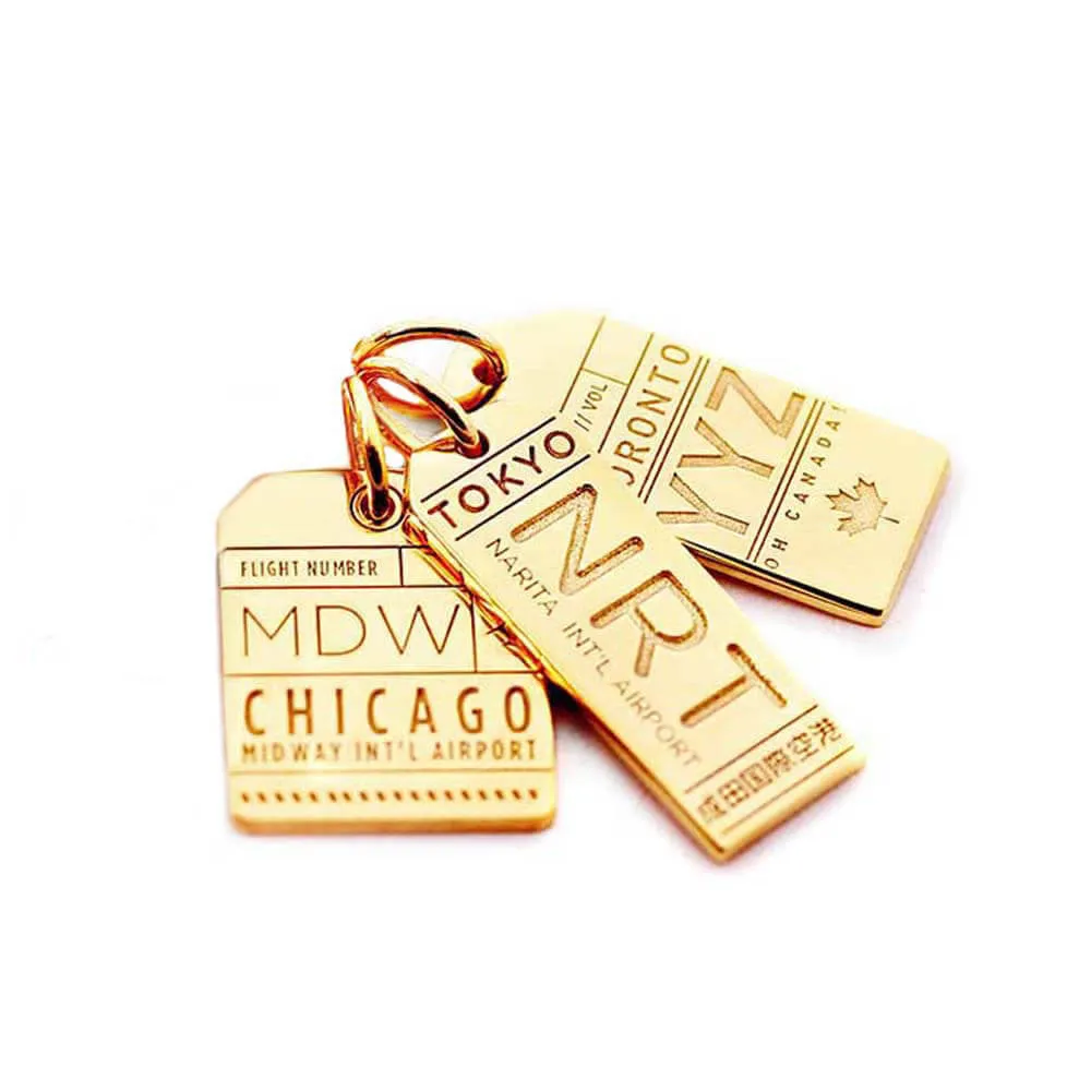 3 Gold Vermeil Luggage Tag Charms Bundle