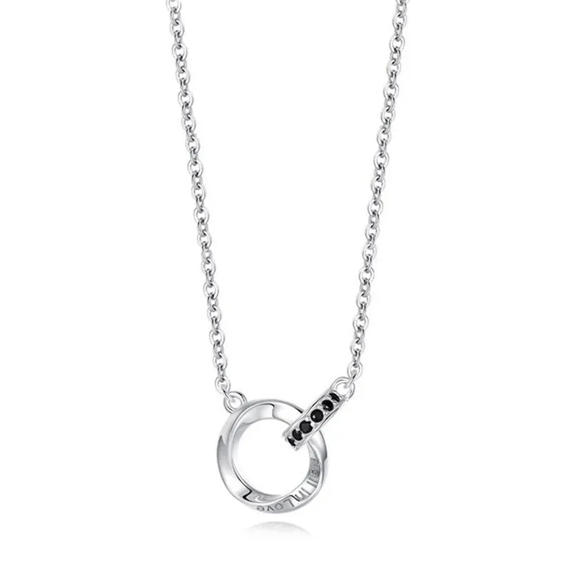 925 Sterling Silver Mobius Double Ring Necklace