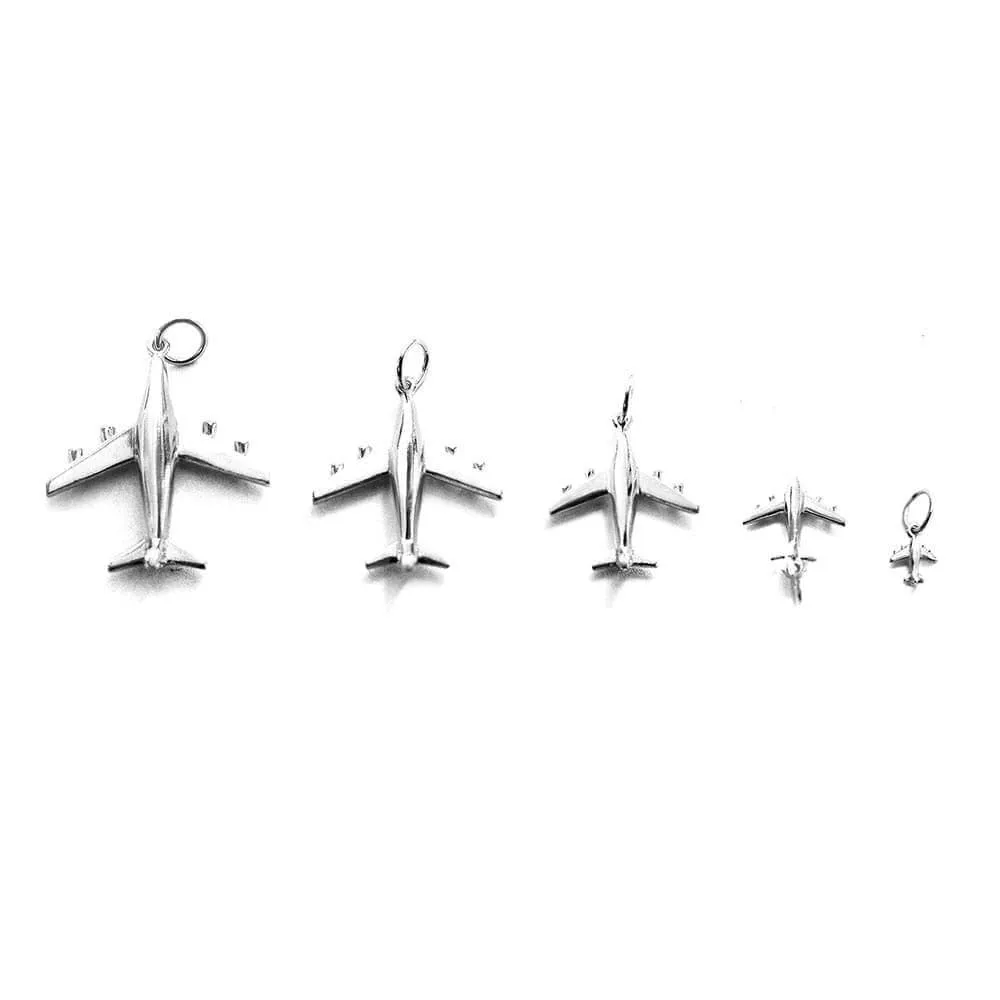 Airplane Charm, Silver Mini