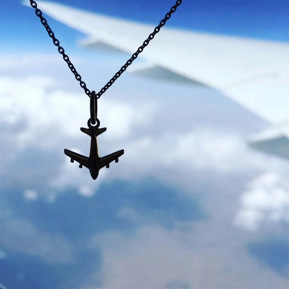 Airplane Charm, Silver Mini