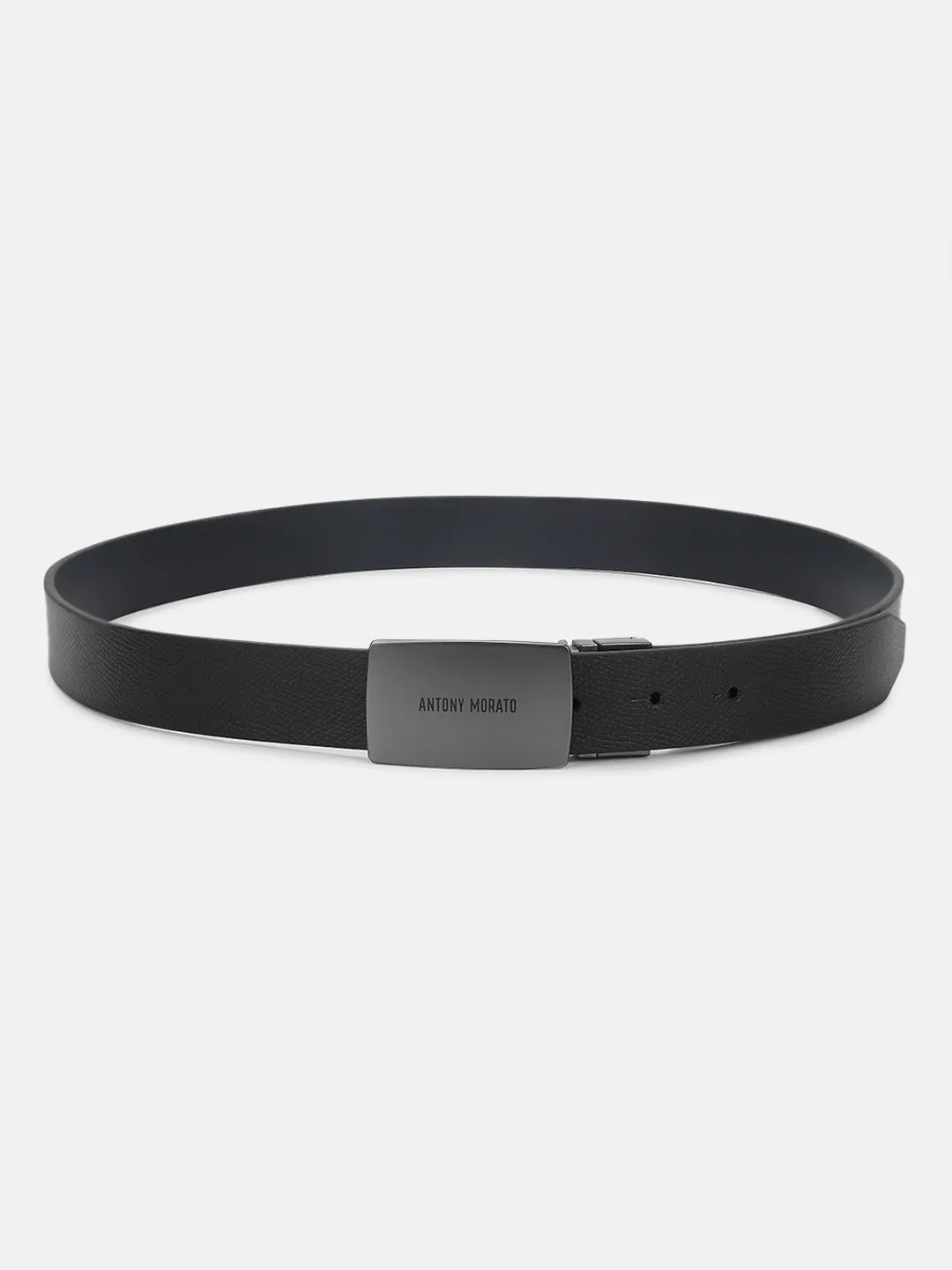 Antony Morato Men Black Solid Push Pin Closure Belt