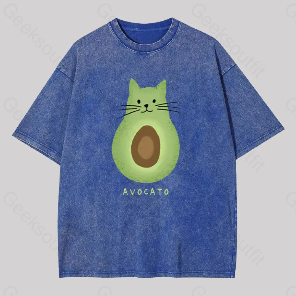 Avocato Cat Avocado Pun Washed T-Shirt