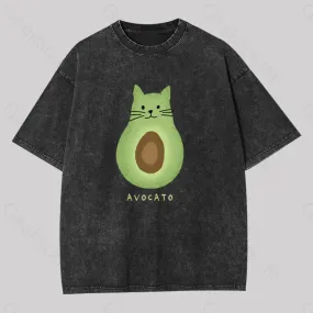 Avocato Cat Avocado Pun Washed T-Shirt