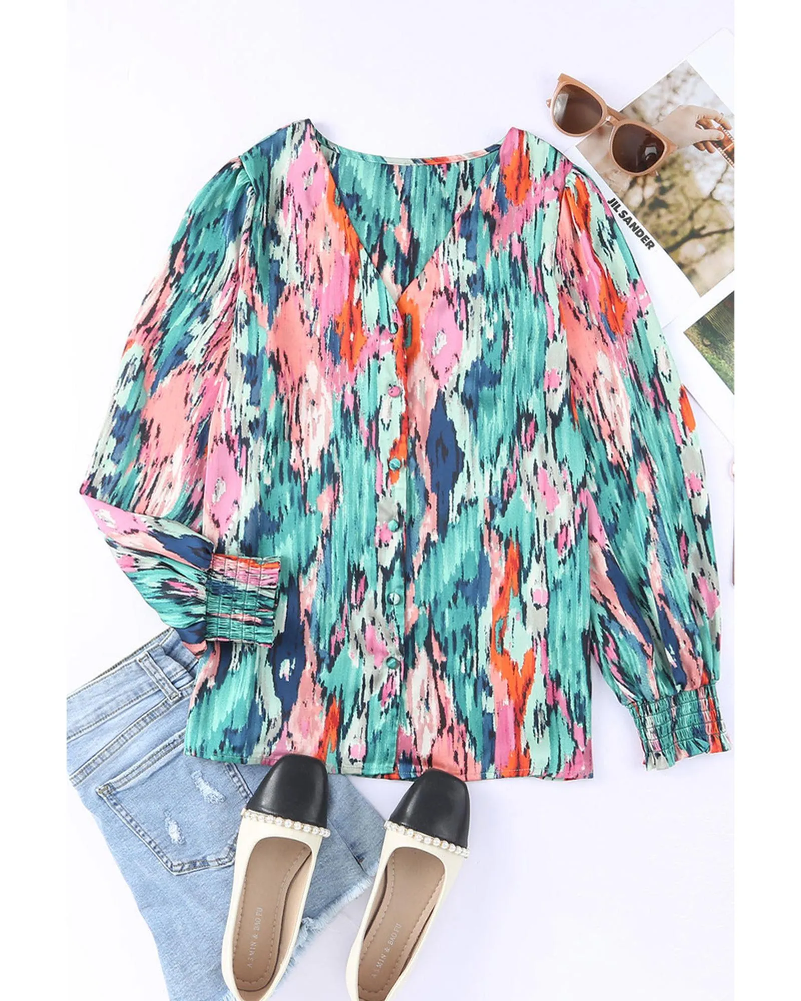 Azura Exchange Abstract Print Long Sleeve Shirt - L