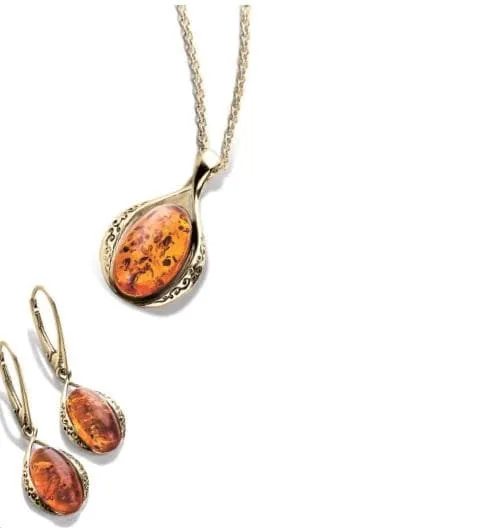 Baltic Amber Pendant & Earrings Set