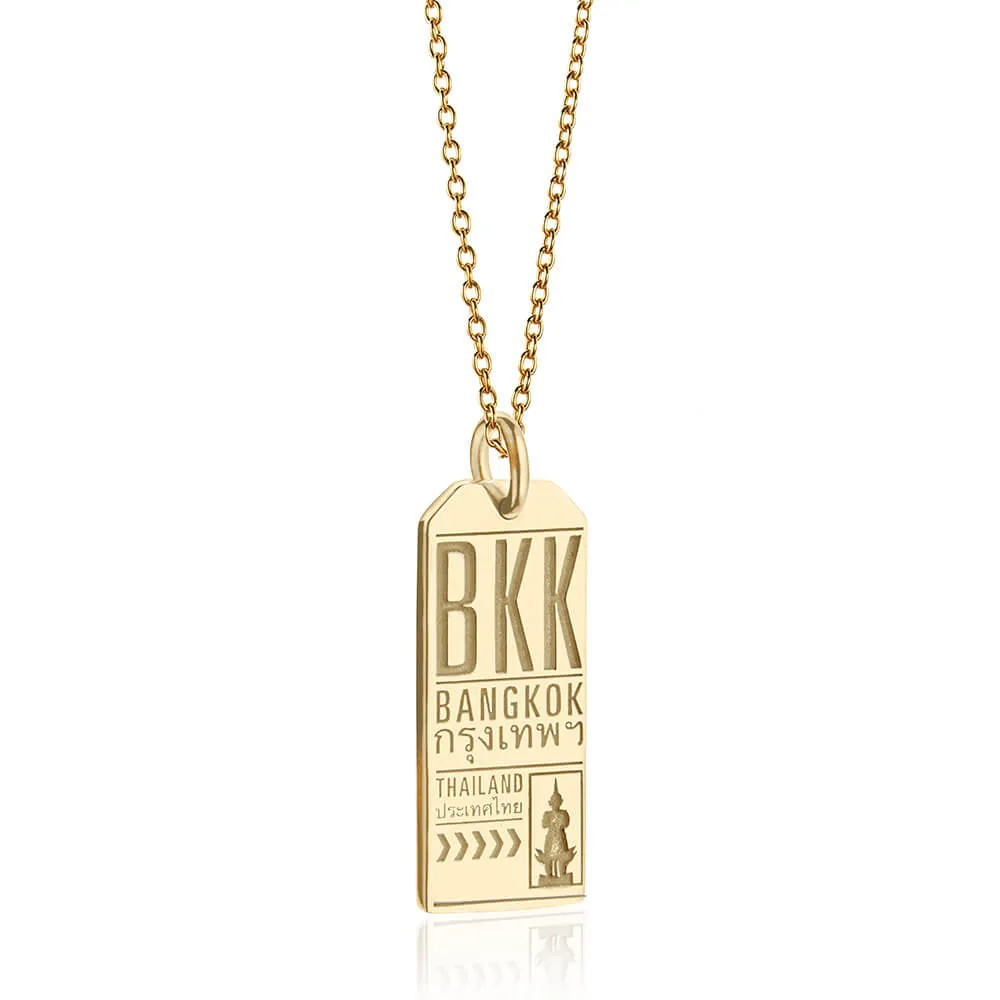 Bangkok Thailand BKK Luggage Tag Charm Gold