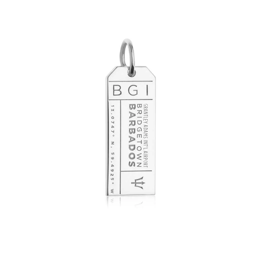 Barbados Caribbean BGI Luggage Tag Charm Silver