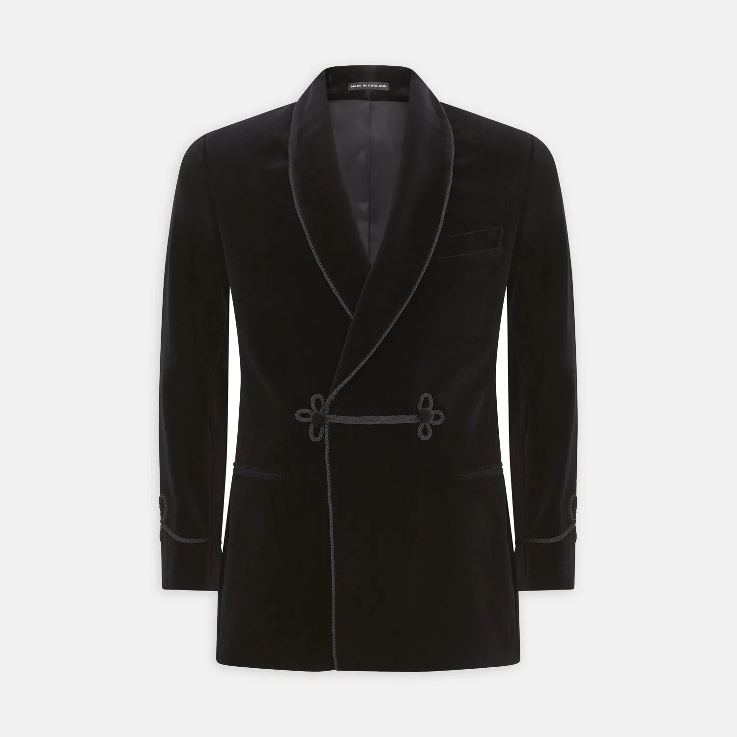 Black Double Breasted Velvet Smoking Jacket