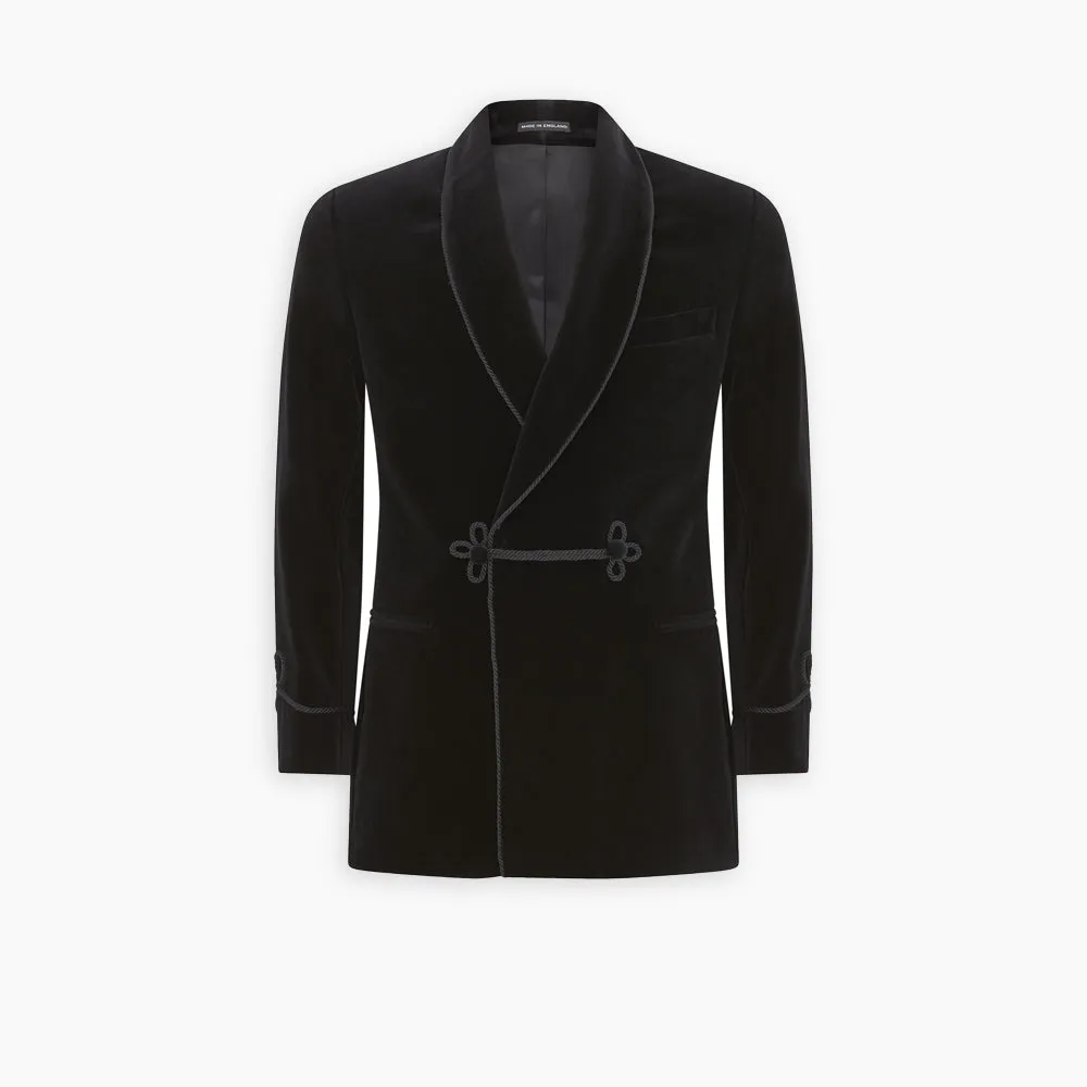 Black Double Breasted Velvet Smoking Jacket