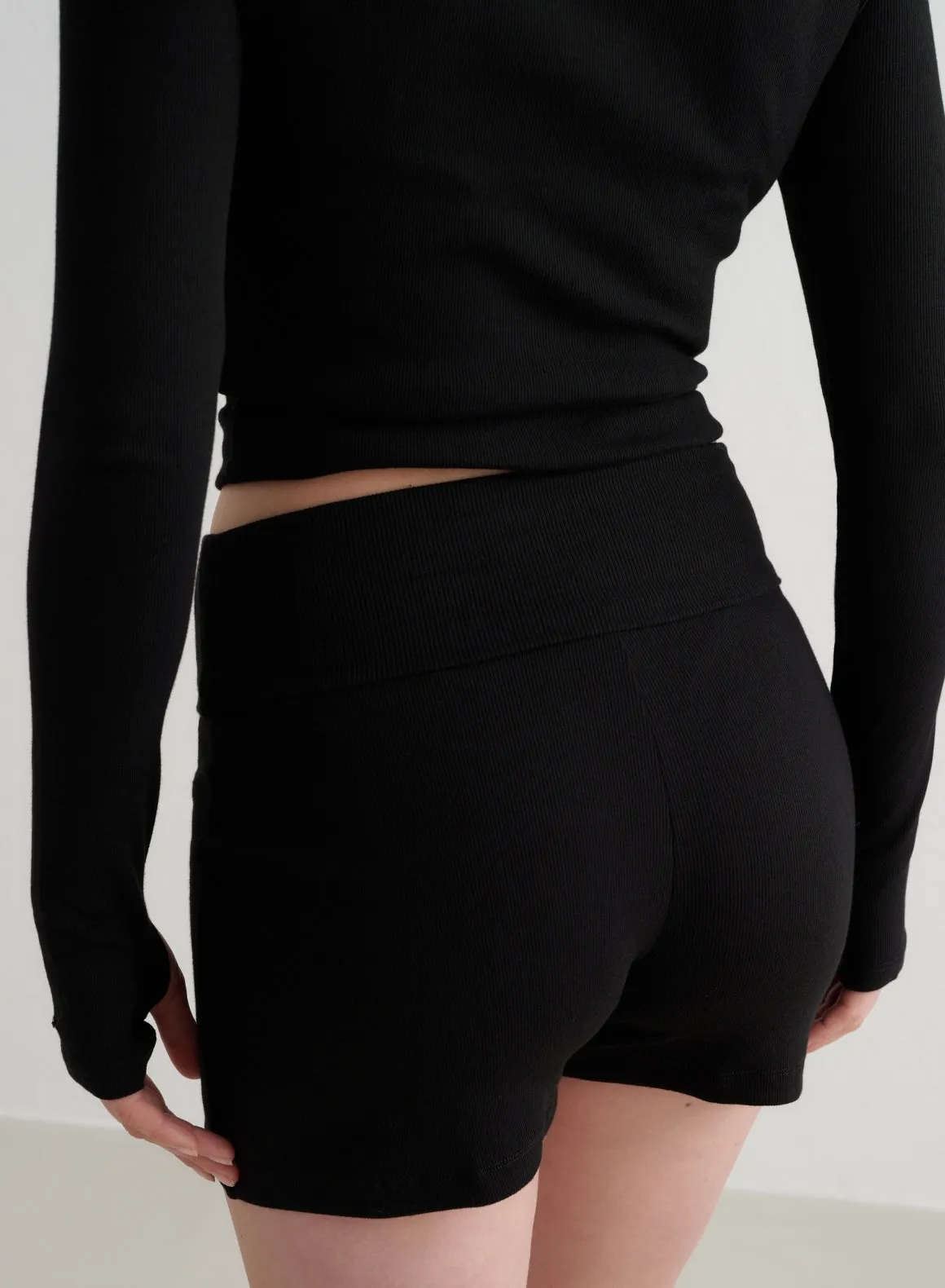 Black Ease Ribbed Shorts