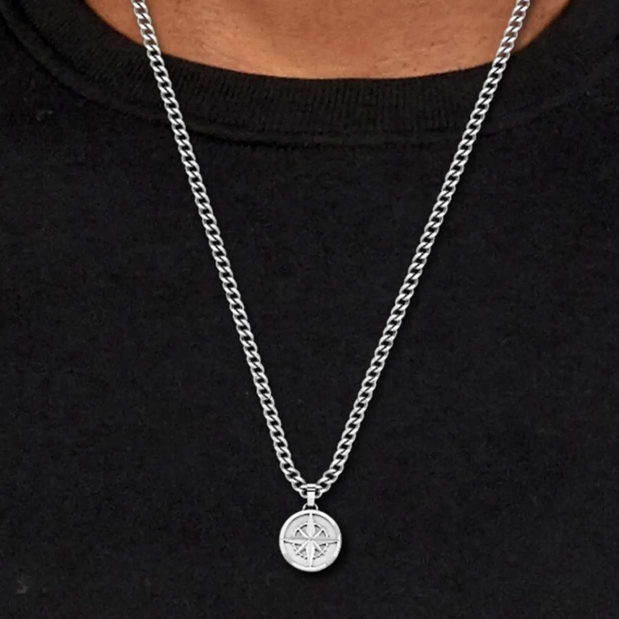 BOSS North Sliver Compass Necklace