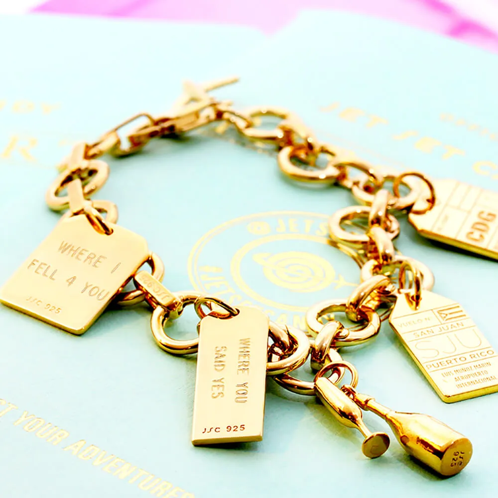 Bracelet Bundle: 3 Gold Vermeil Luggage Tag Charms