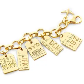 Bracelet Bundle: 5 Gold Vermeil Luggage Tag Charms