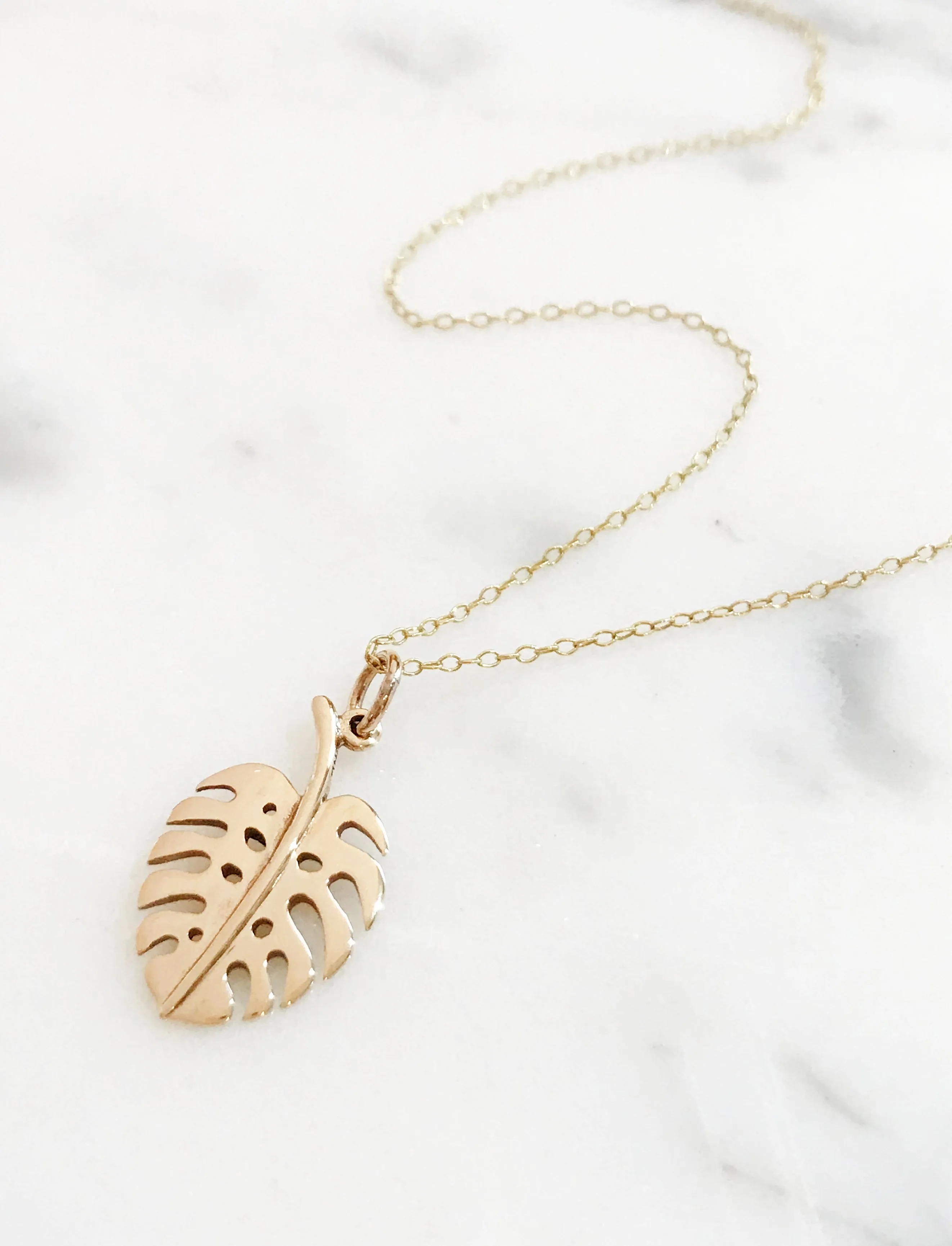 Bronze Monstera Leaf Necklace