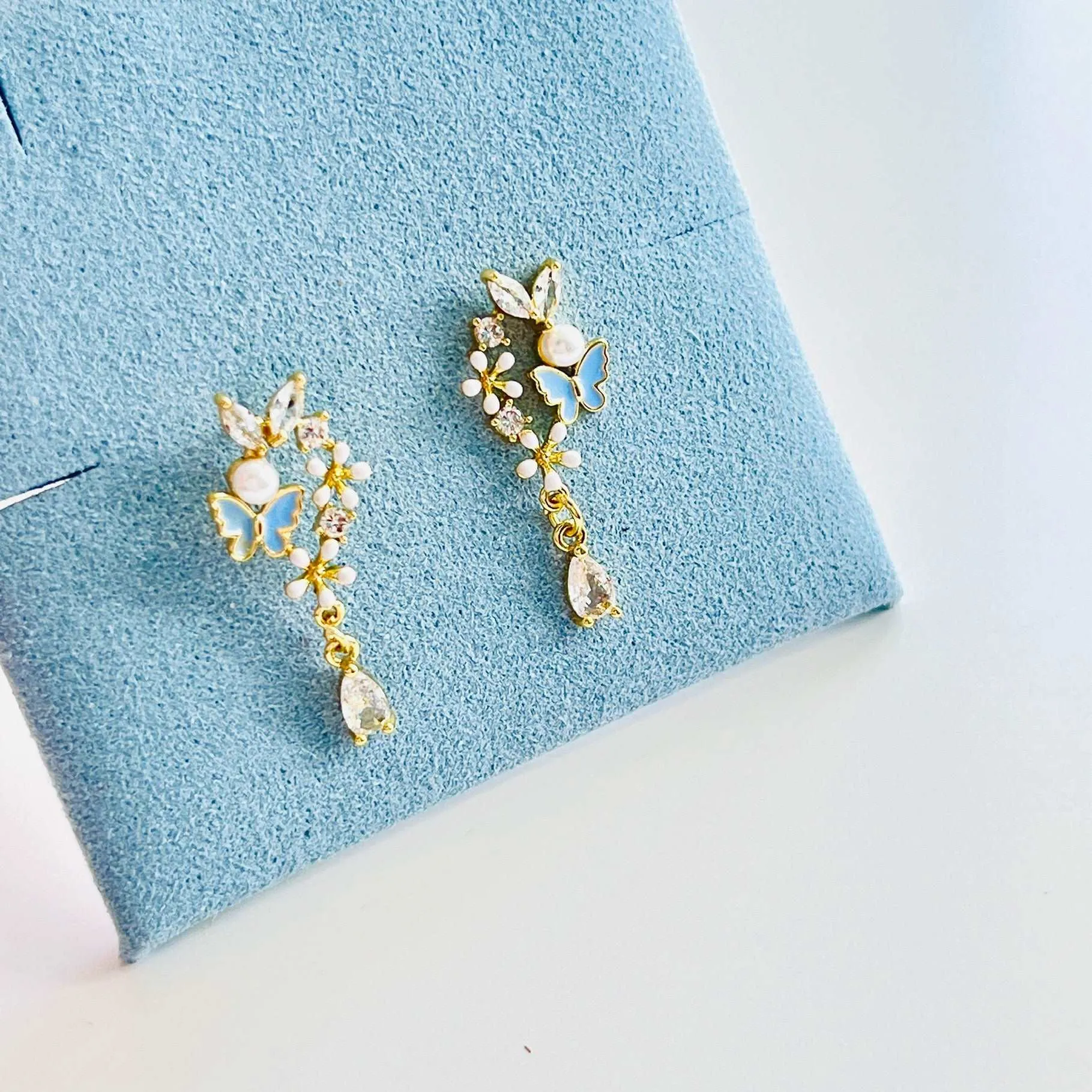 Butterfly and Flowers Stud Earrings