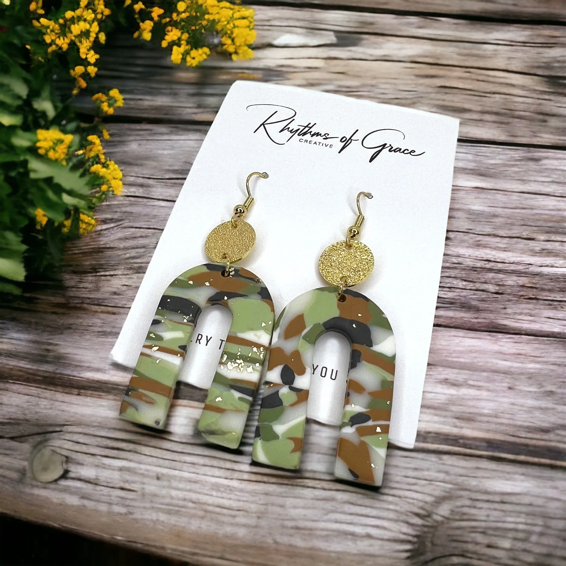 Camo Drop Earrings - Camouflage Earrings, Hunter Green, Hunting Accessories Camping Earrings, Sportsman Paradise, Country Princess, Adventure Seeker