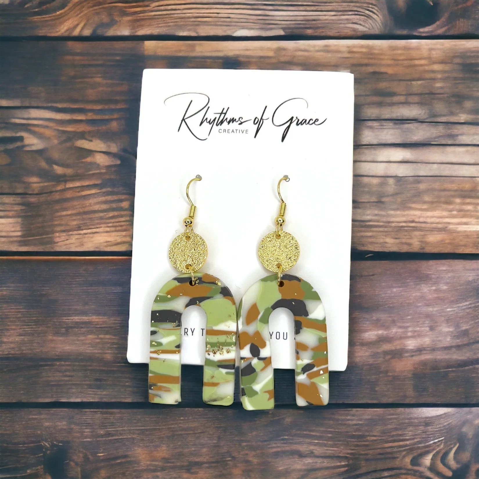 Camo Drop Earrings - Camouflage Earrings, Hunter Green, Hunting Accessories Camping Earrings, Sportsman Paradise, Country Princess, Adventure Seeker