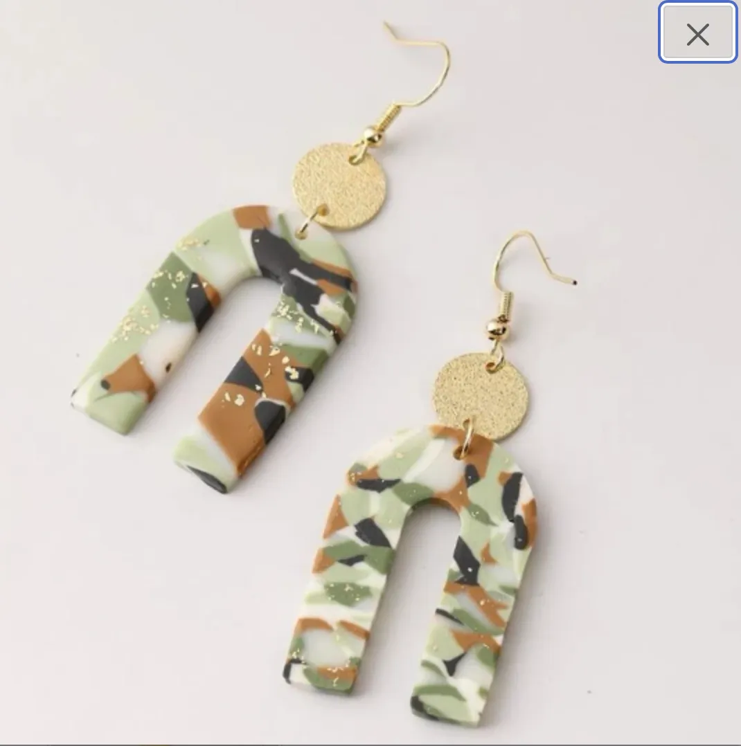 Camo Drop Earrings - Camouflage Earrings, Hunter Green, Hunting Accessories Camping Earrings, Sportsman Paradise, Country Princess, Adventure Seeker