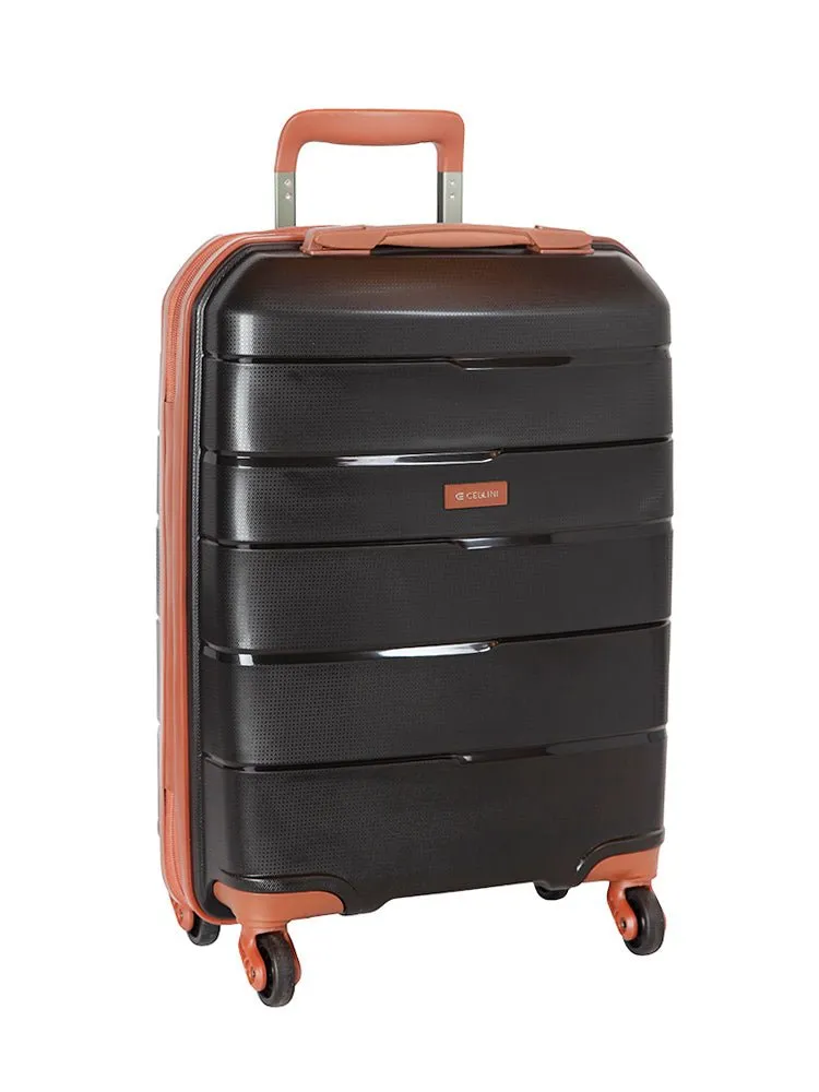 Cellini Spinn 53cm Carry On Spinner | Black/Tan