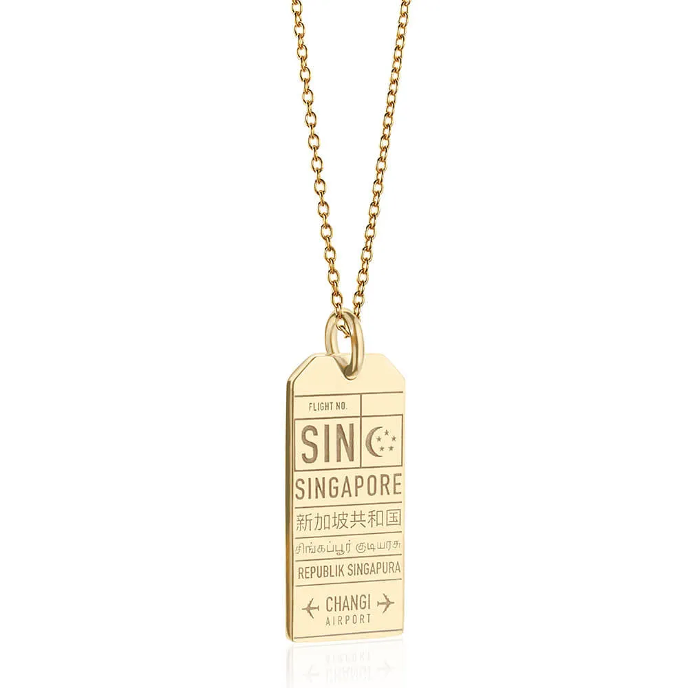 Changi Singapore SIN Luggage Tag Charm Solid Gold