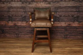 Cowboy Tooled Sea Glass Leather Swivel Barstool