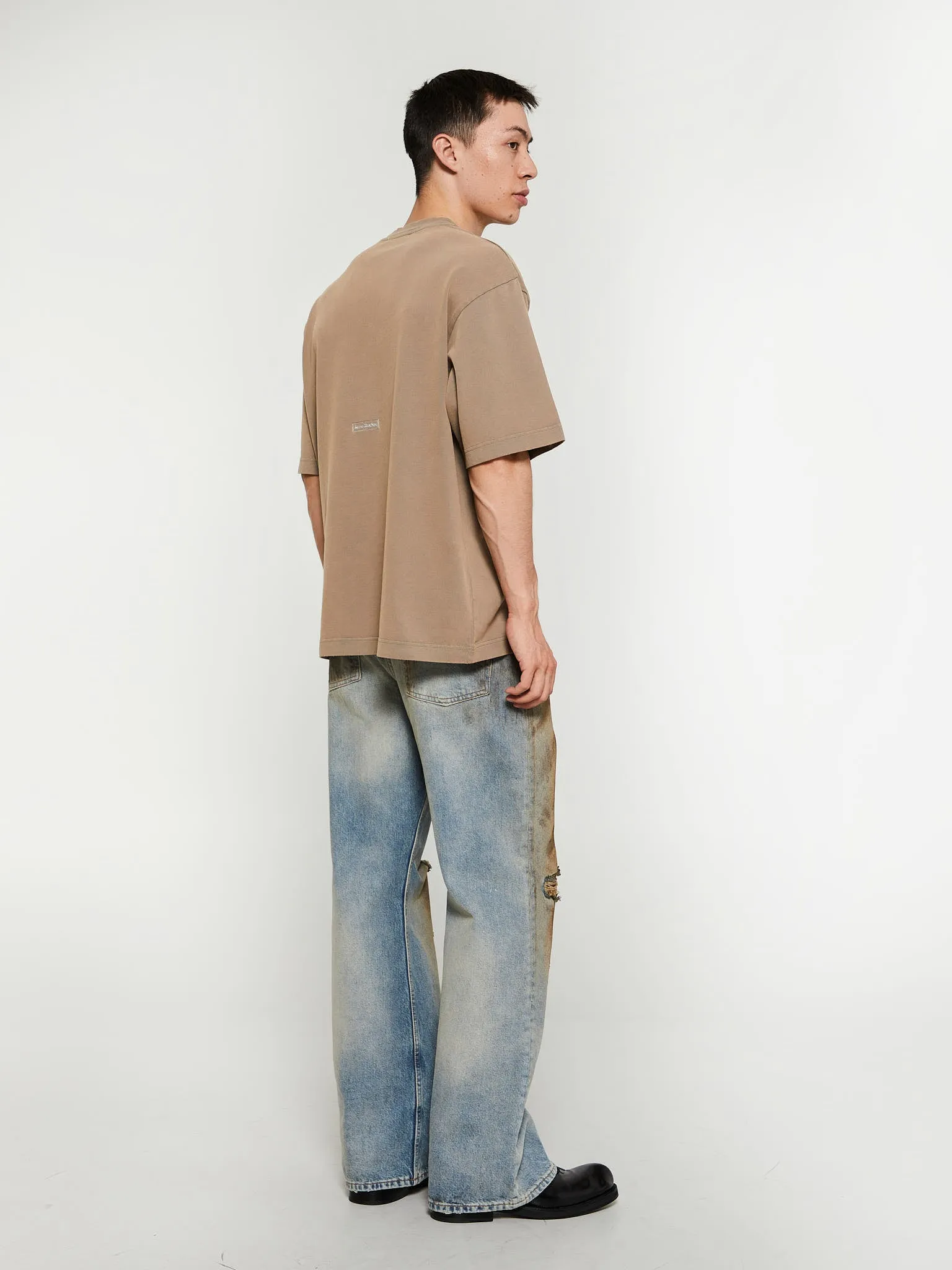 Crew Neck T-Shirt in Taupe Brown