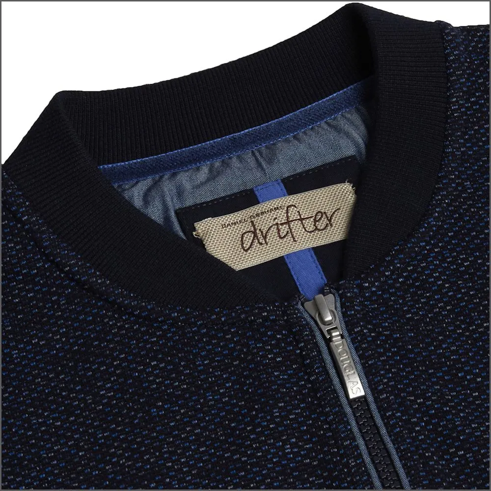 Drifter Navy Fleck Zip Cardigan^