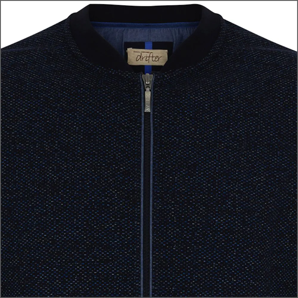 Drifter Navy Fleck Zip Cardigan^