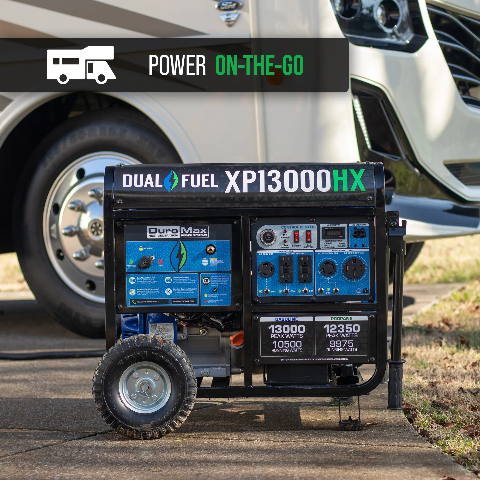 DuroMax XP13000HX 13,000 Watt Portable Dual Fuel Gas Propane CO Alert Generator