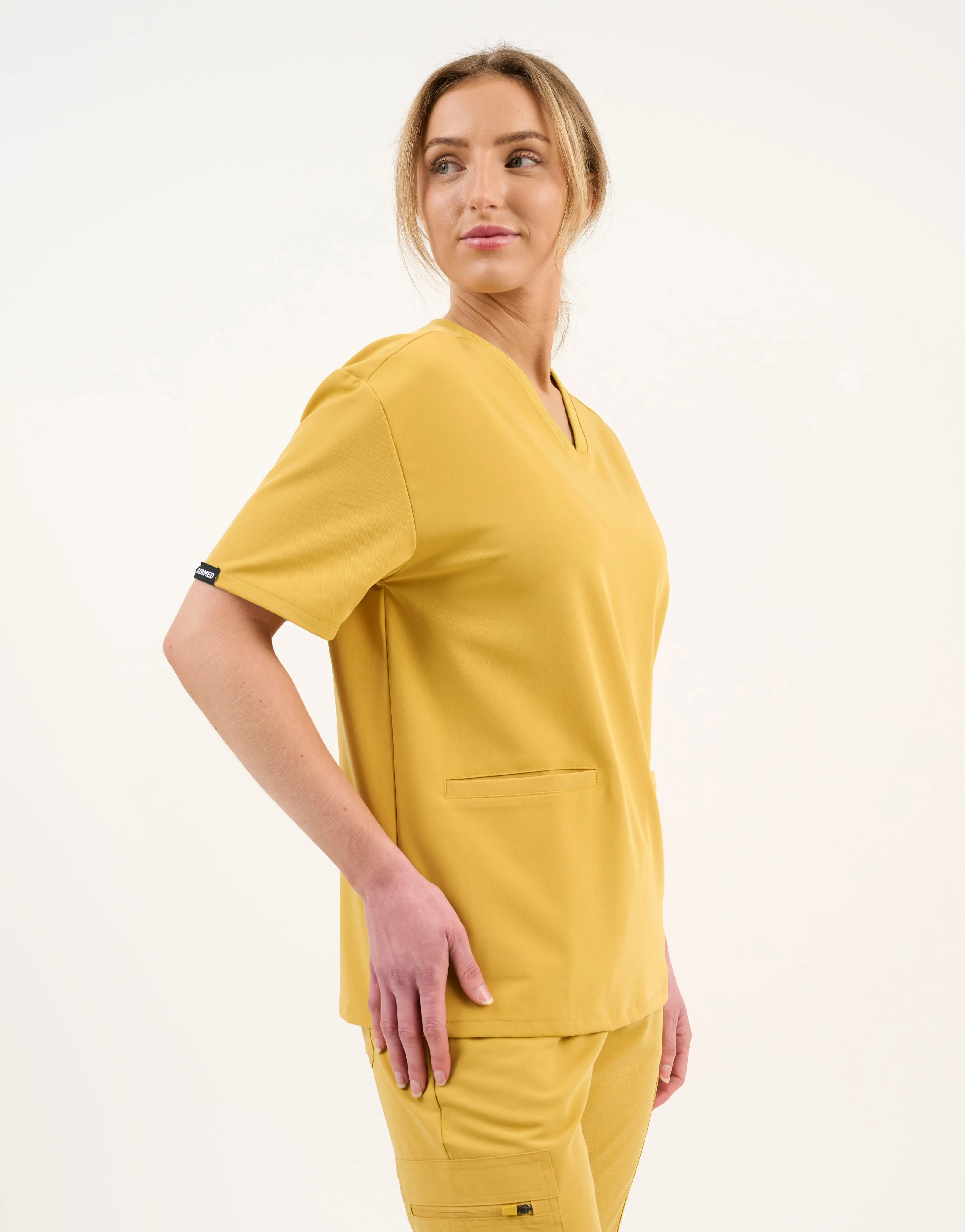 Essential V Neck Scrub Top - Yellow Gold