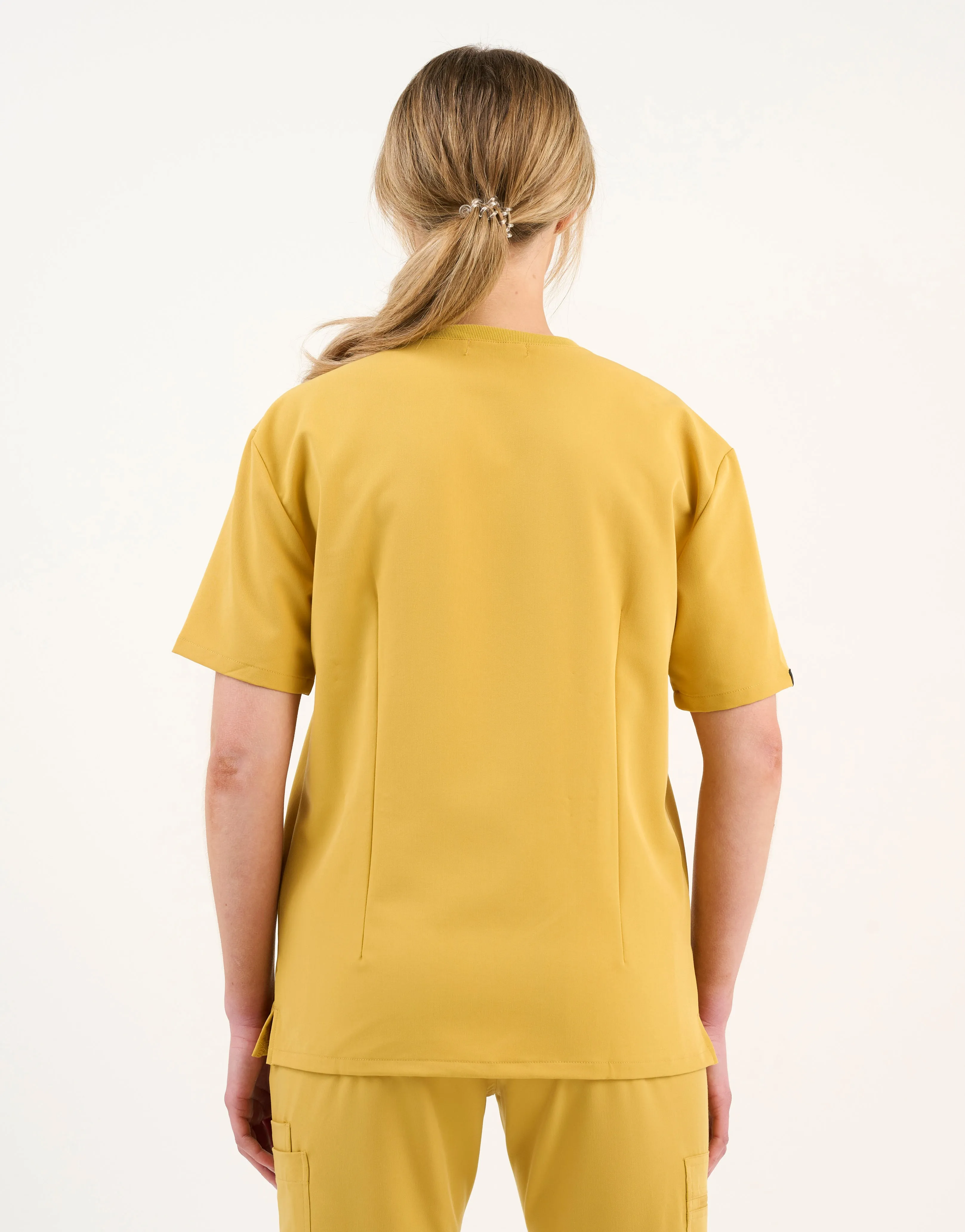 Essential V Neck Scrub Top - Yellow Gold