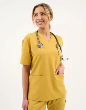 Essential V Neck Scrub Top - Yellow Gold