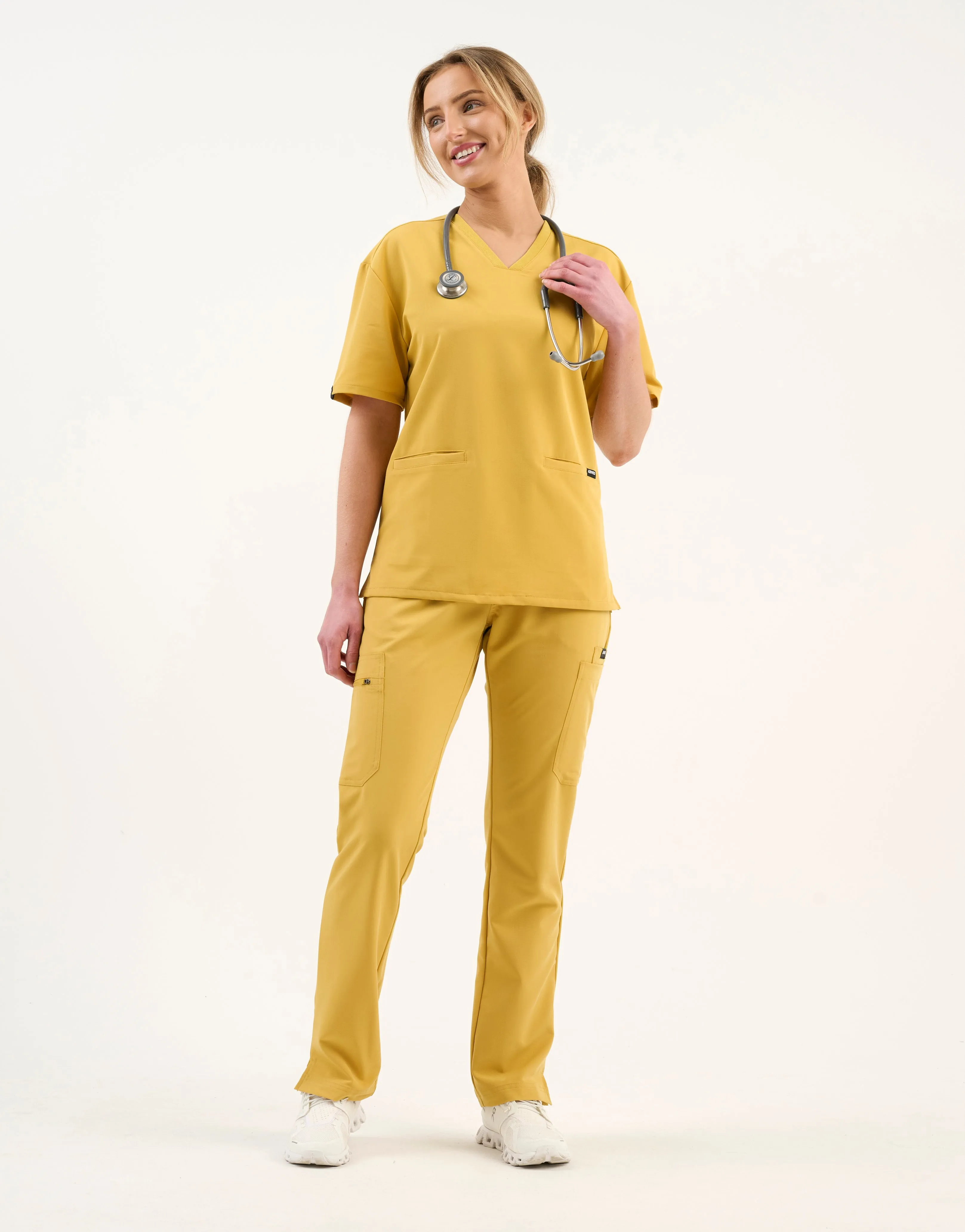 Essential V Neck Scrub Top - Yellow Gold