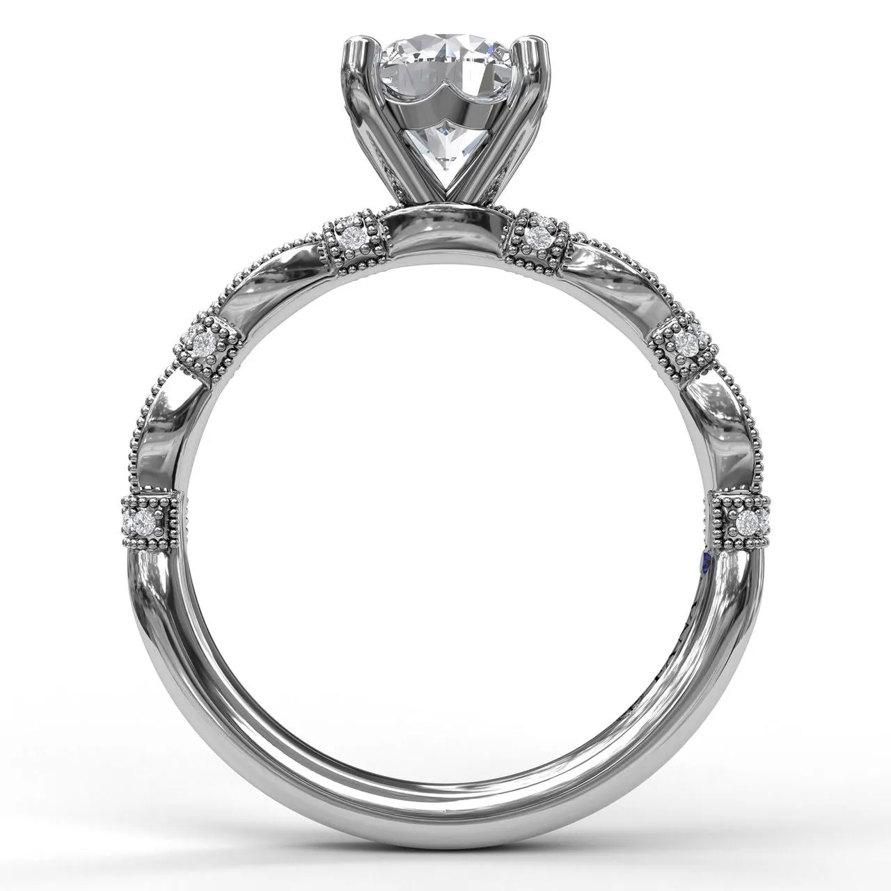 Fana Classic Diamond Engagement Ring with Detailed Milgrain Band 3039