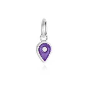 February Map Pin Charm Amethyst Enamel, Silver