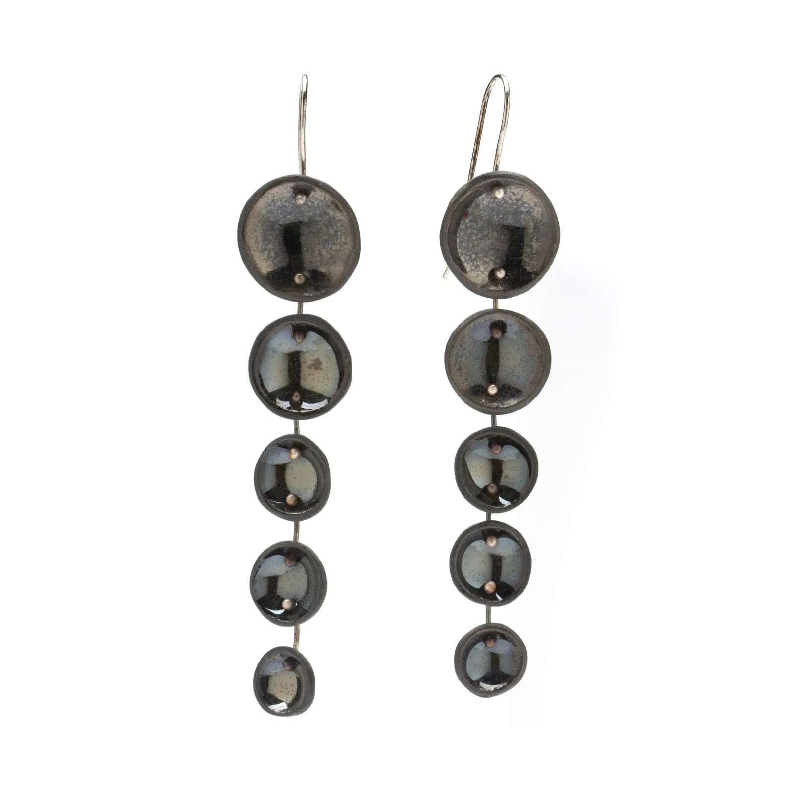 Five Pod Dangle Earrings in Shiny Black