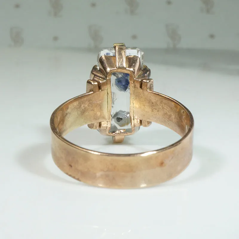 Fluorite Crystal in Engraved Victorian Ring