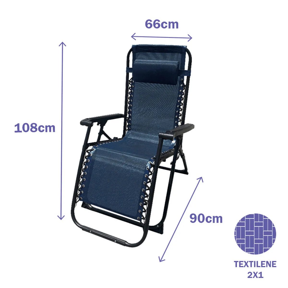 Folding Chair Marbueno Blue 90 x 108 x 66 cm