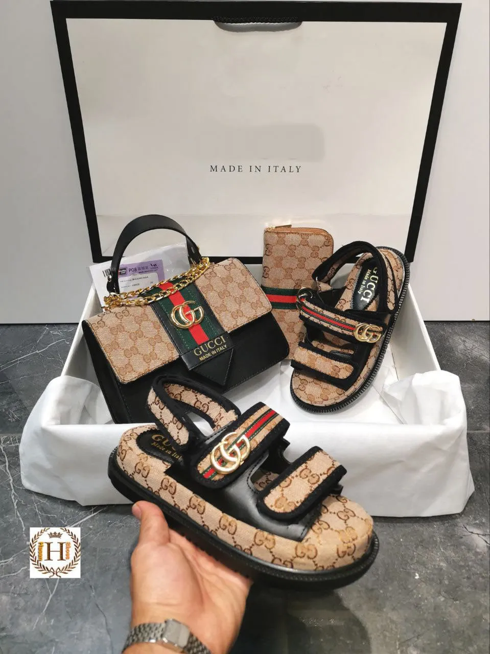 GG sandals and bag set