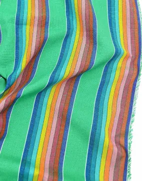 Green Rainbow Mexican Striped Fabric